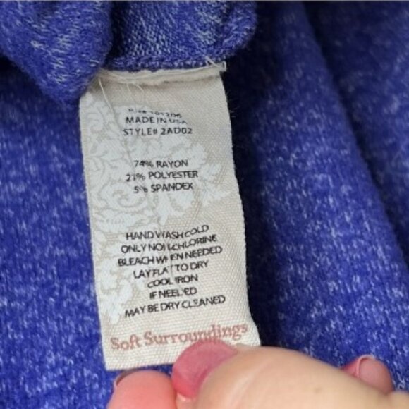 Soft Surroundings Blue Long Sleeve V-Neck Cozy Cabin Pullover Tunic Size XL - Picture 7 of 11